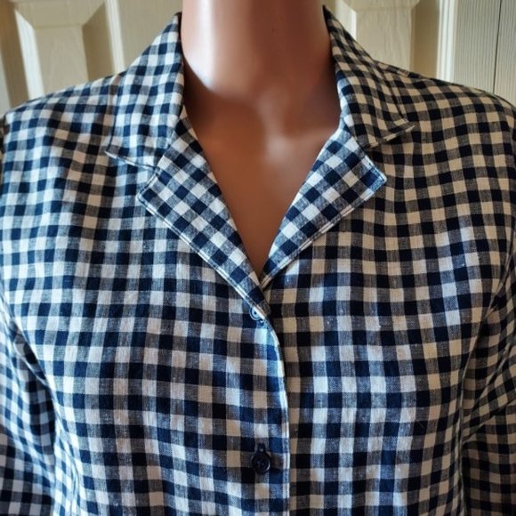 Westbound Navy/White Plaid Button Up Blouse Size SP NWOT - Picture 2 of 5